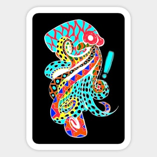 octopus kraken in sweet magical glitch in ecopop pattern mandala Sticker